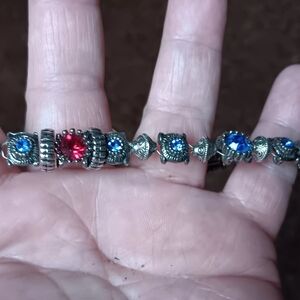 Silver with Blue & Red Bracelet
